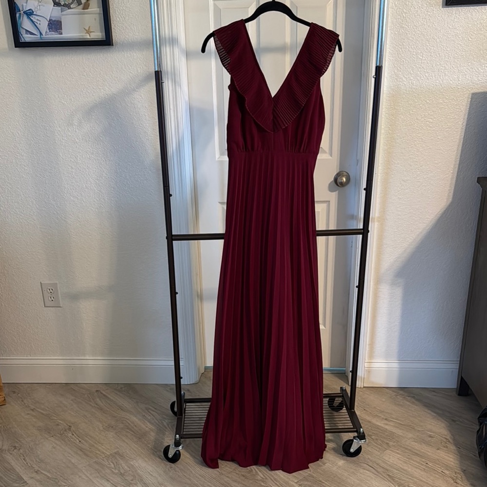 Wishlist Red Pleated Backless Gown